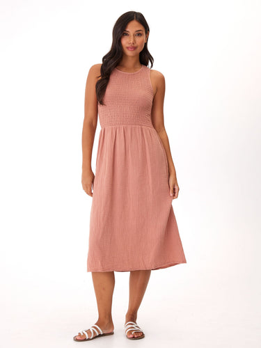 Adrienne Gauze Smocked Midi Dress Womens Dresses Threads 4 Thought 