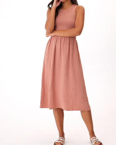 Threads 4 Thought Women's Adrienne Gauze Smocked Midi Dress XL in Dune, Size XL Threads 4 Thought Women's Adrienne Gauze Smocked Midi Dress XL in Dune, Size XL