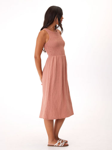 Adrienne Gauze Smocked Midi Dress Womens Dresses Threads 4 Thought 