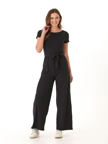 Amaya Luxe Jersey Boatneck Short Sleeve Jumpsuit Threads 4 Thought 