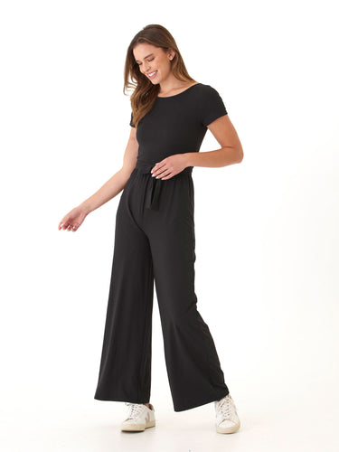 Amaya Luxe Jersey Boatneck Short Sleeve Jumpsuit Threads 4 Thought 