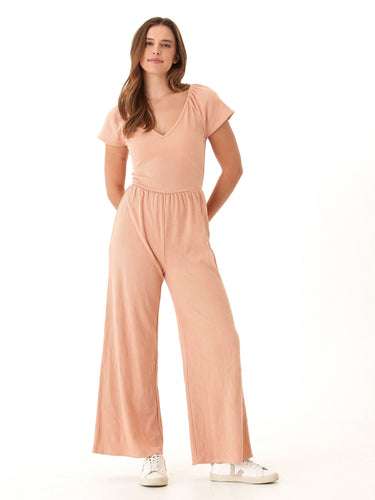 Lilyanna Smocked Jersey Flutter Sleeve Jumpsuit Womens Rompers Threads 4 Thought 