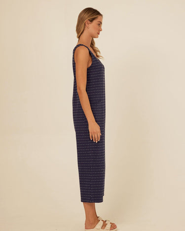 Rainey Dot Embroidered Terry Capri Jumpsuit Threads 4 Thought 