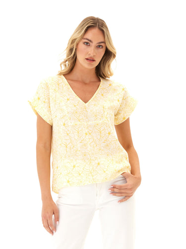 Honora Gauze V-Neck Top Womens Tops Short Threads 4 Thought 