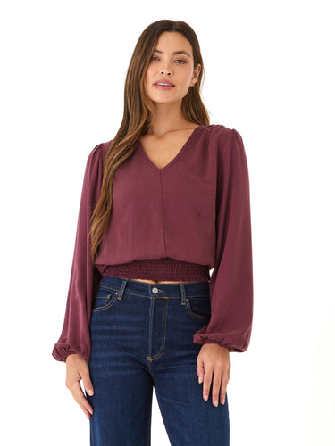 Aubree Eco Woven Smocked Waist Blouse Womens Tops Long Shirt Threads 4 Thought 