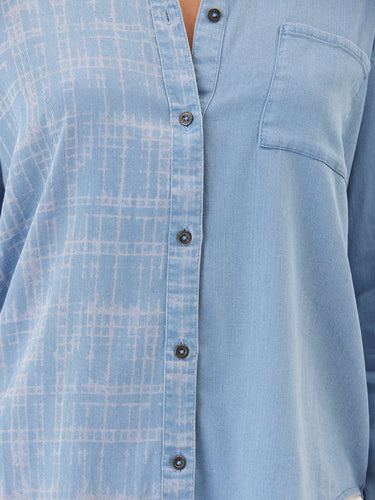 Prudence Grid Plaid Stretch Chambray Button-Down Threads 4 Thought