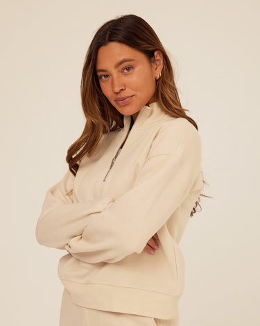 Constance Triblend Fleece Half Zip Pullover Womens Outerwear Sweatshirt Threads 4 Thought 