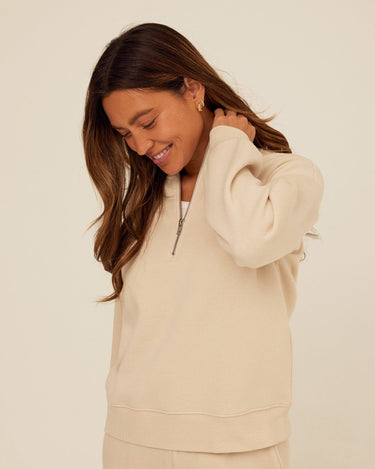 Constance Triblend Fleece Half Zip Pullover Womens Outerwear Sweatshirt Threads 4 Thought 