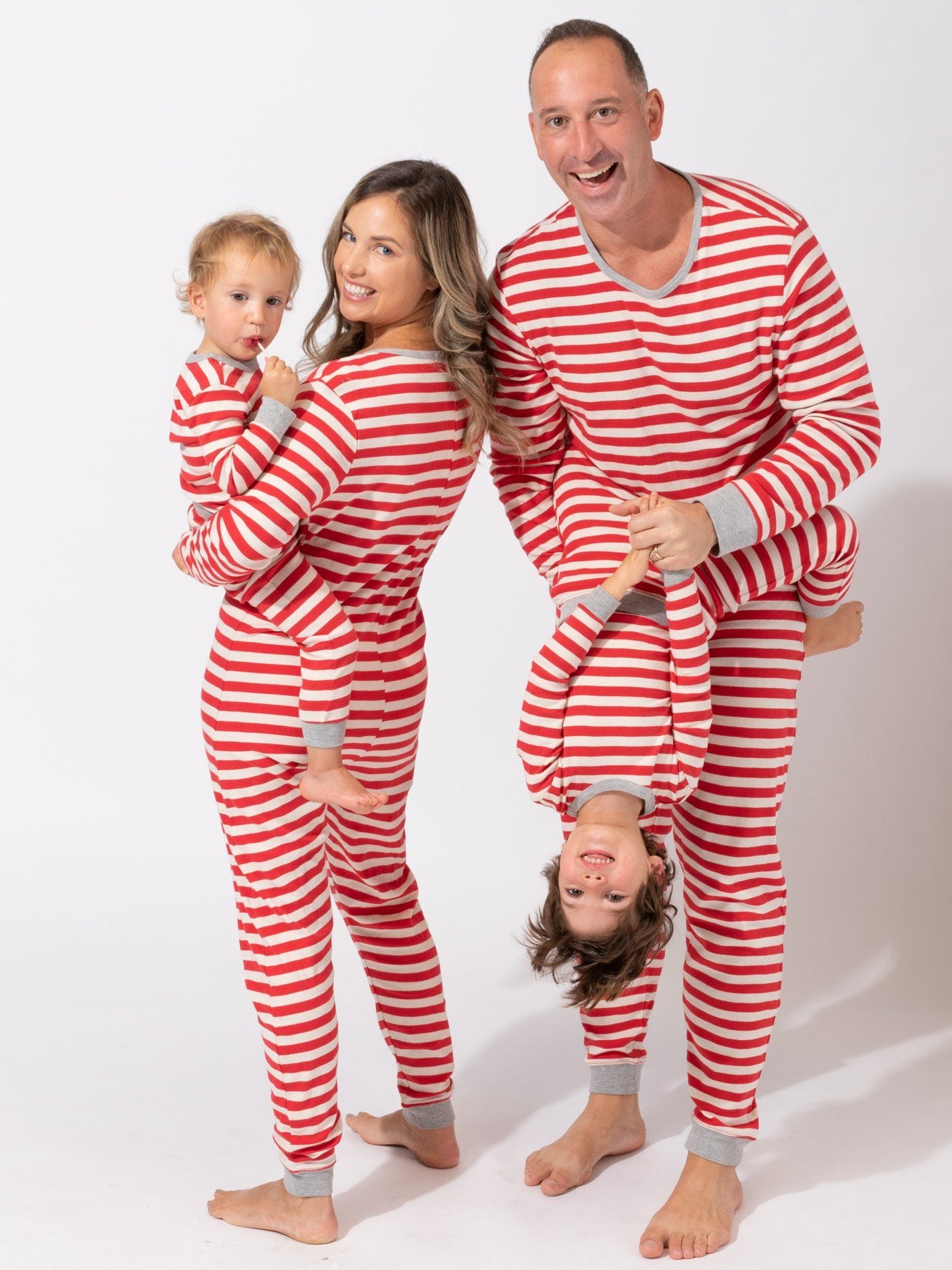 Kids Candy Cane Stripe Pajama Family Jammies Theo+Leigh 