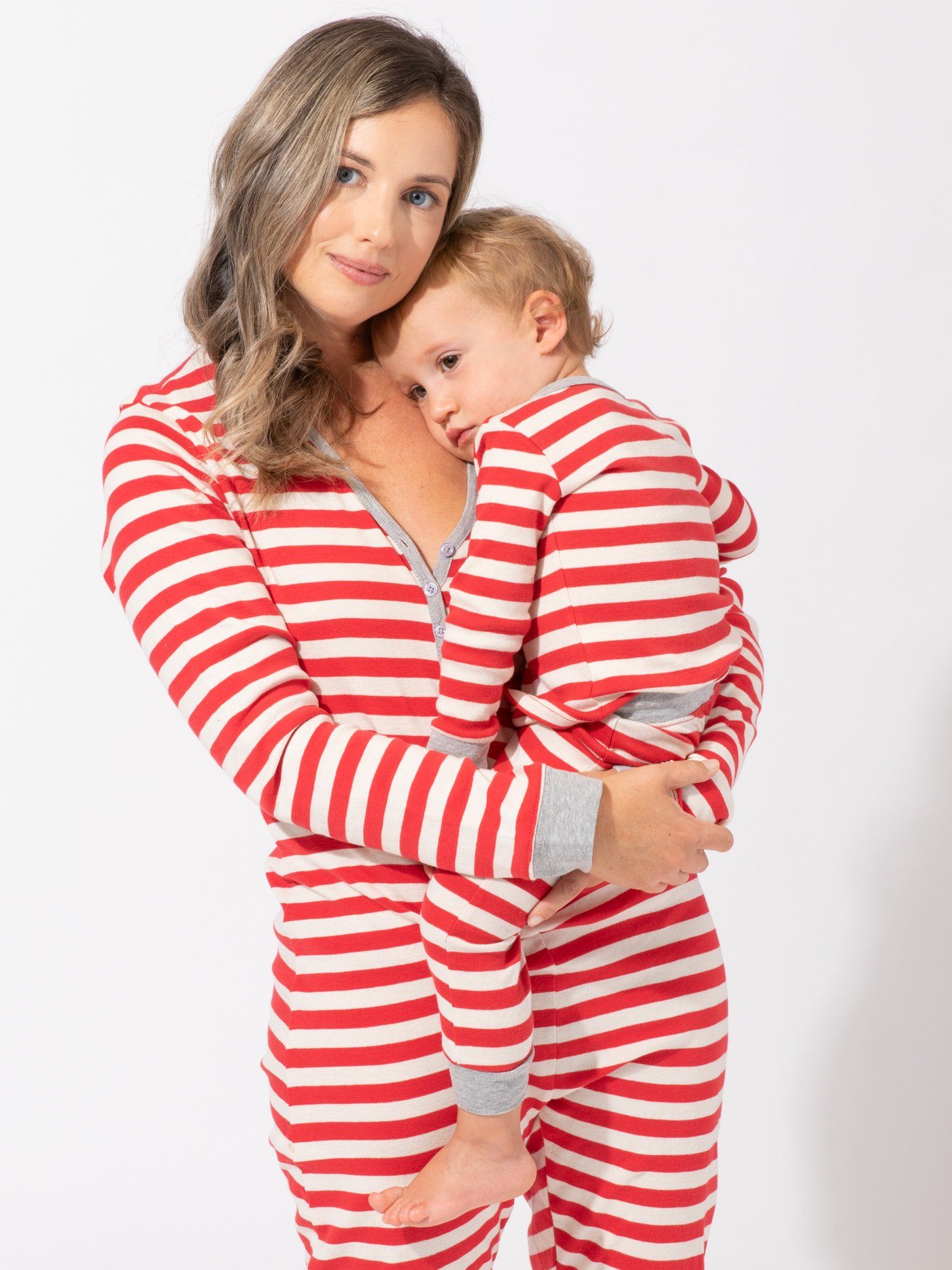 Women's Candy Cane Stripe One Piece Pajama Family Jammies Theo+Leigh 