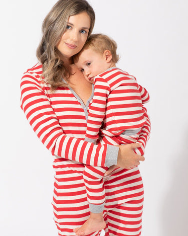 Women's Candy Cane Stripe One Piece Pajama Family Jammies Theo+Leigh 