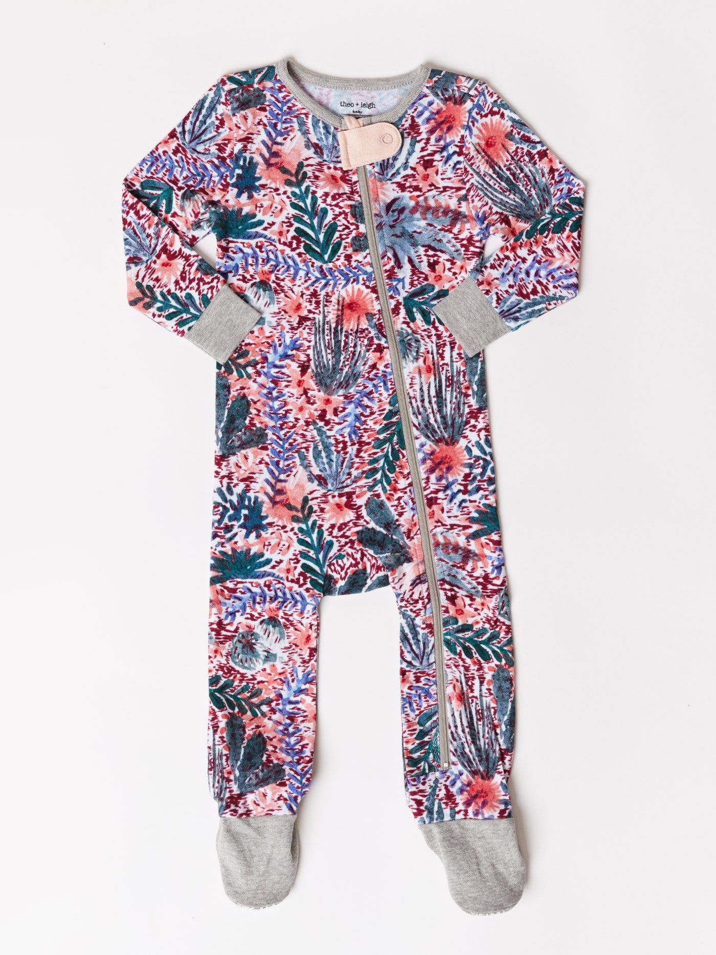 Infant Floral Cactus Footie One-Piece Infant Pajamas Theo+Leigh 