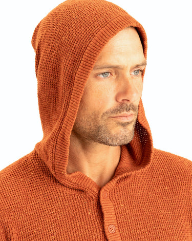 Raja Waffle Knit Henley Hoodie Sweater Mens Outerwear Sweater Threads 4 Thought 