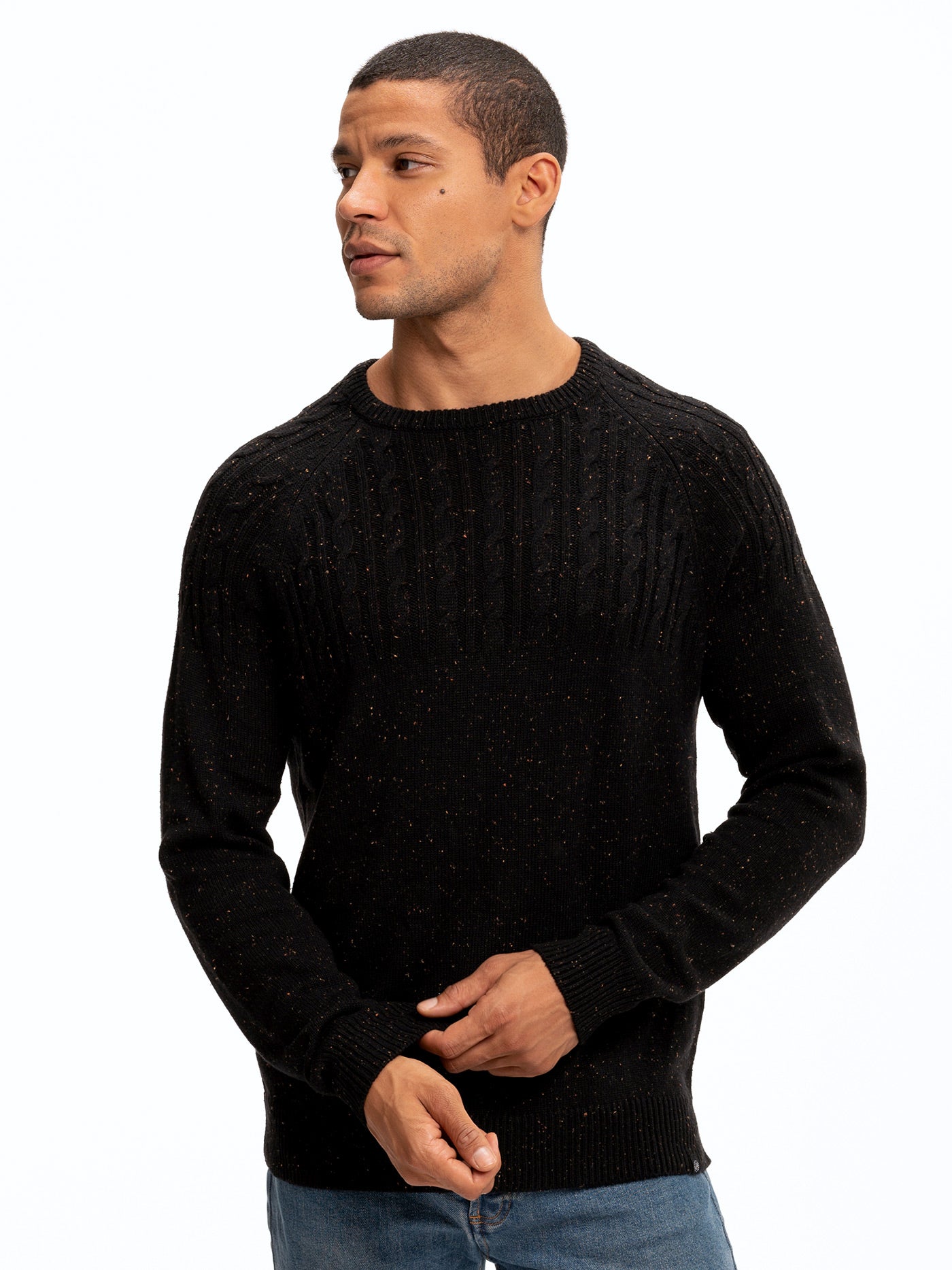 Fleck Knit Raglan Crew Sweater Mens Outerwear Sweater Threads 4 Thought 