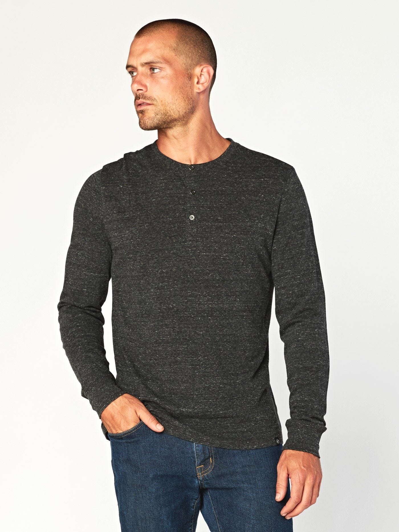Triblend Henley Mens Tops Threads 4 Thought S Heather Black