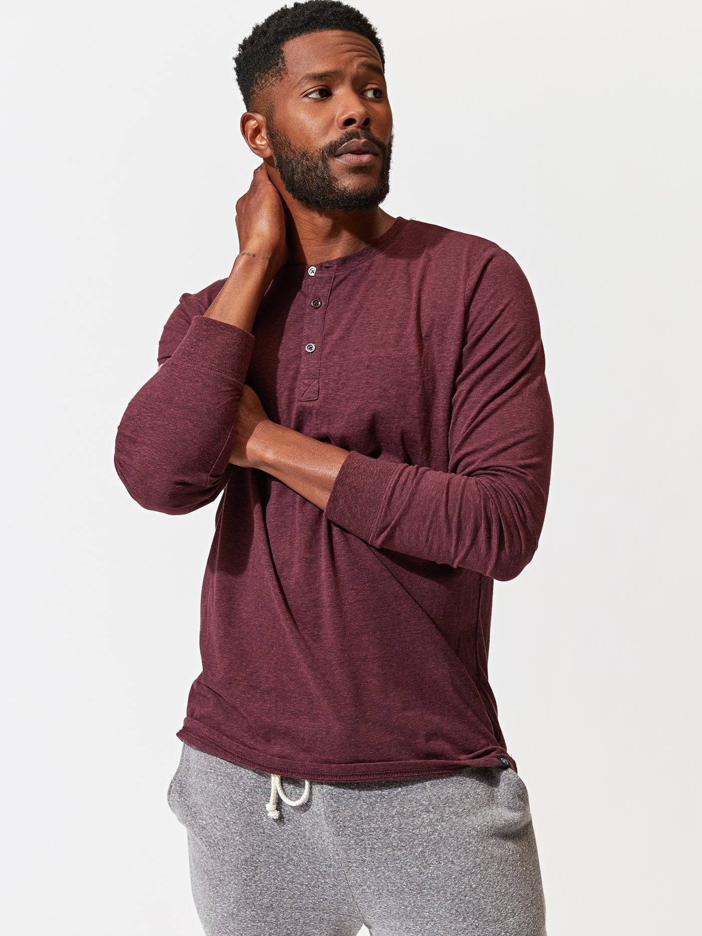 Triblend Long Sleeve Henley Mens Tops Threads 4 Thought