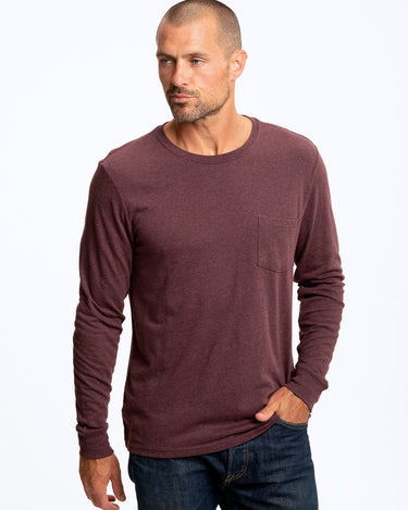 Long Sleeve Triblend Pocket Crew Tee Mens Tops Tshirt Long Threads 4 Thought 
