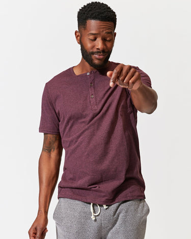 Baseline Triblend Henley in Maroon – Threads 4 Thought