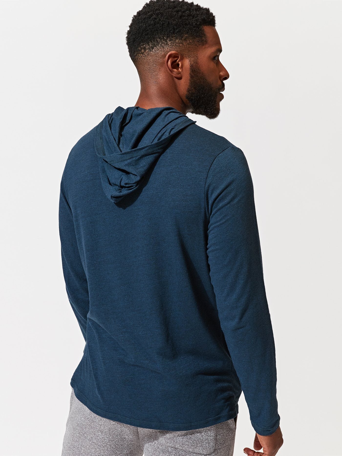 Long Sleeve Triblend Hoodie in Midnight – Threads 4 Thought