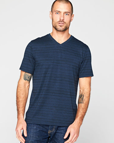Dirt Road Stripe V-Neck Mens Tops Threads 4 Thought S Midnight