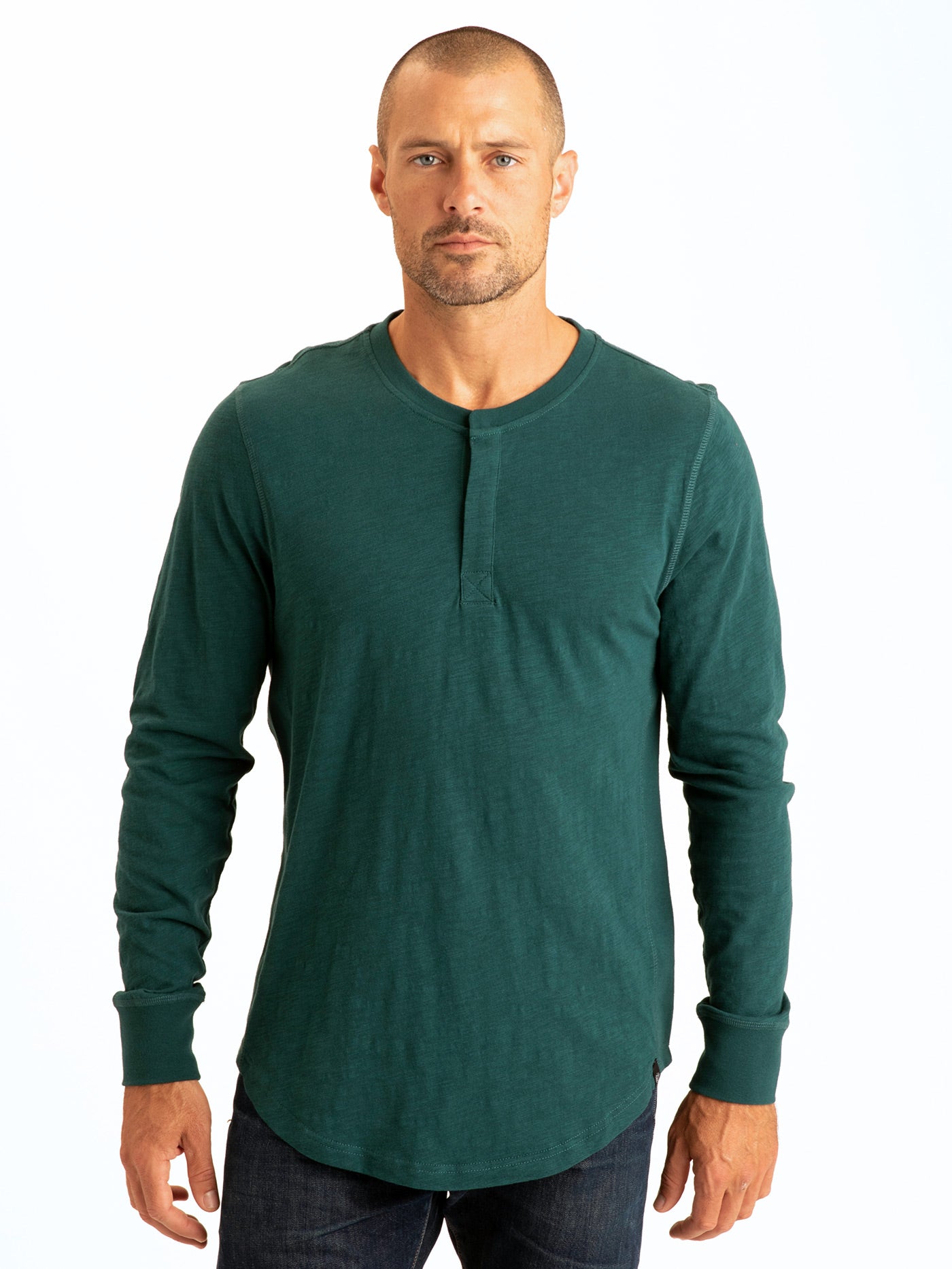 Leeroy Long Sleeve Slub Henley Mens Tops Tshirt Long Threads 4 Thought 