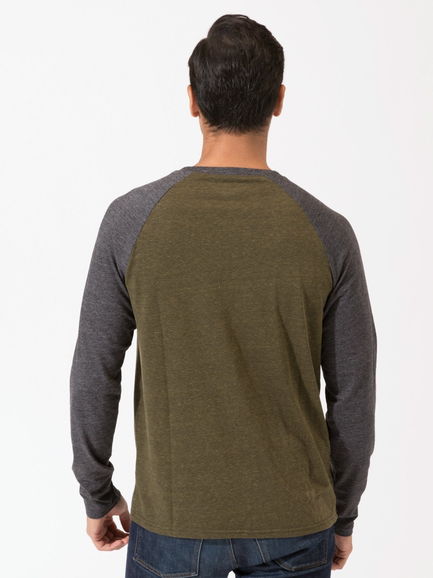 Long Sleeve Triblend Raglan Colorblock Henley Mens Tops Threads 4 Thought 