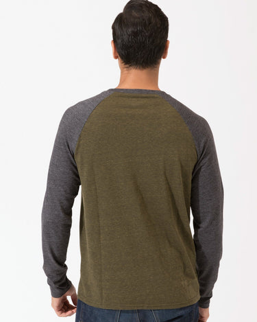 Long Sleeve Triblend Raglan Colorblock Henley Mens Tops Threads 4 Thought 