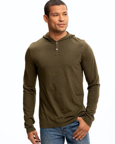 Long Sleeve Triblend 2-Button Henley Hoodie – Threads 4 Thought