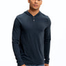 Long Sleeve Triblend 2-Button Henley Hoodie Mens Tops Tshirt Long Threads 4 Thought 