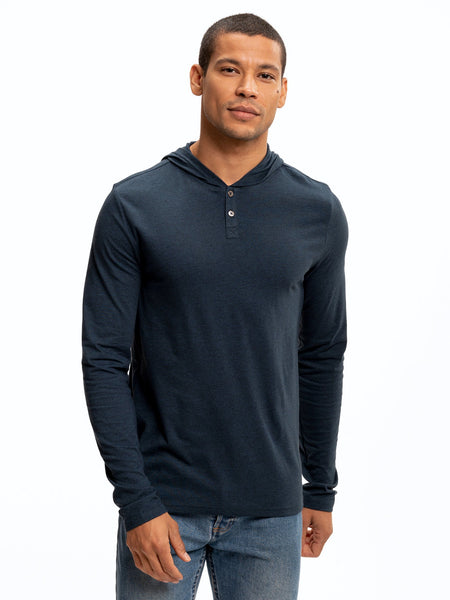 トップス HENLEY NECK BORDER HOODIE TSHIRT 3226T Baseline Long Sleeve Triblend Henley Hoodie – Threads 4 Thought