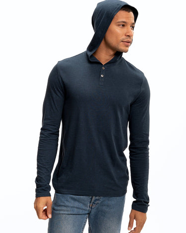 Threads 4 Thought Long Sleeve Henley Hoodie Midnight