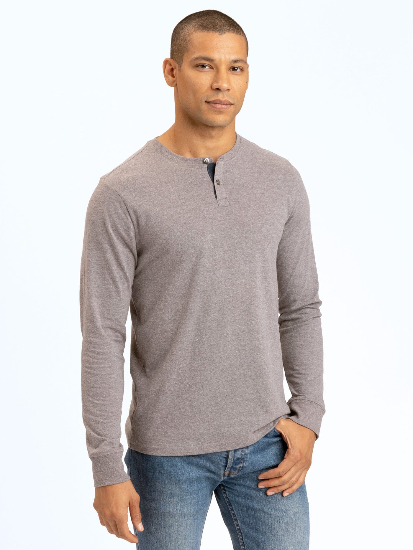 Long Sleeve Triblend 2-Button Henley Mens Tops tshirt Long Threads 4 Thought 