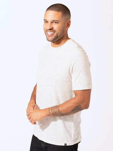 Stripe Triblend Jersey Crew Neck Tee Mens Tops Tshirt Short Threads 4 Thought 