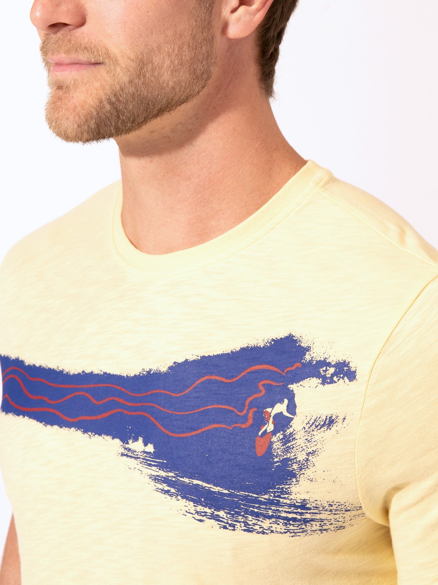 Slub Jersey Surfer Chest Stripe Graphic Tee Mens Tops Tshirt Short Threads 4 Thought 