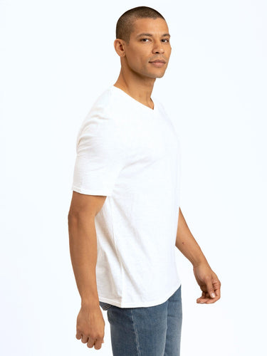 Short Sleeve Slub V-Neck Tee Mens Tops Tshirt Short Threads 4 Thought