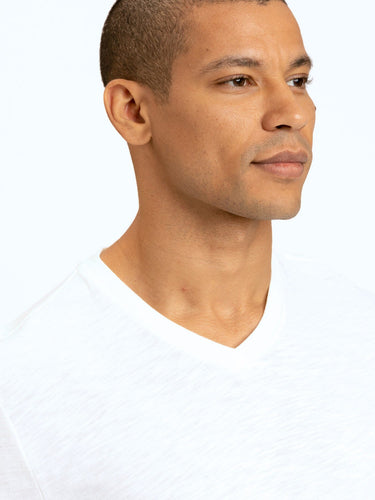 Short Sleeve Slub V-Neck Tee Mens Tops Tshirt Short Threads 4 Thought