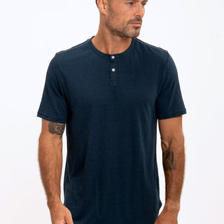 Baseline 2 Button Short Sleeve Henley Mens Tops Tshirt Short Threads 4 Thought 