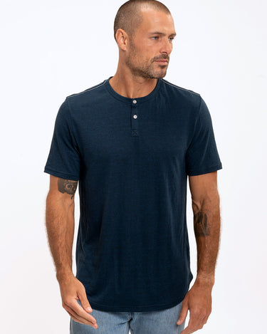 Baseline 2 Button Short Sleeve Henley Mens Tops Tshirt Short Threads 4 Thought 