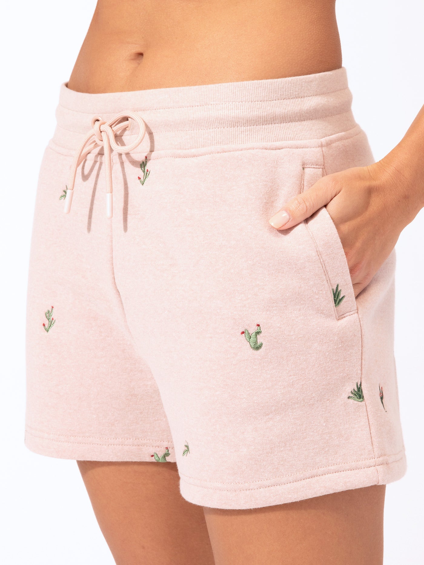 Cacti Embroidery Fleece Short Womens Bottoms Shorts Threads 4 Thought 