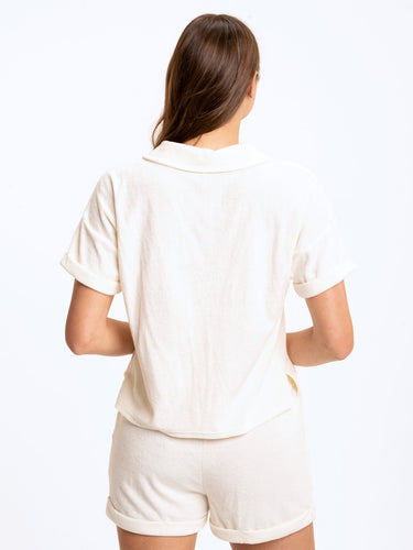 Larissa Crop Terry Polo Womens Tops Short Threads 4 Thought 