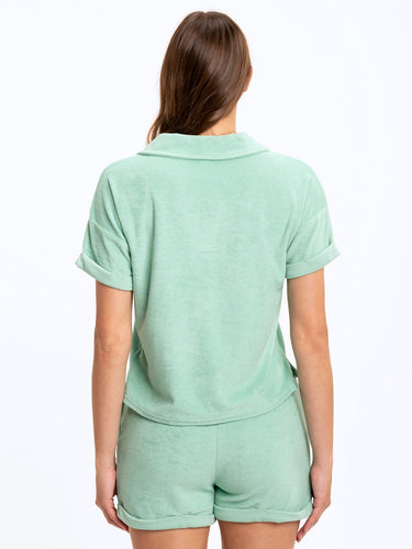 Larissa Crop Terry Polo Womens Tops Short Threads 4 Thought 