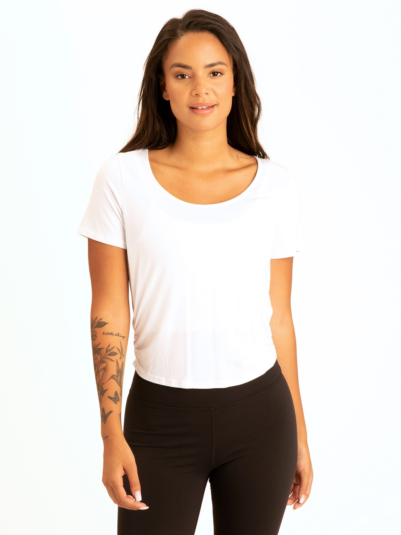 Deena Ruched Shirttail Cropped Tee Womens Tops Short Threads 4 Thought 