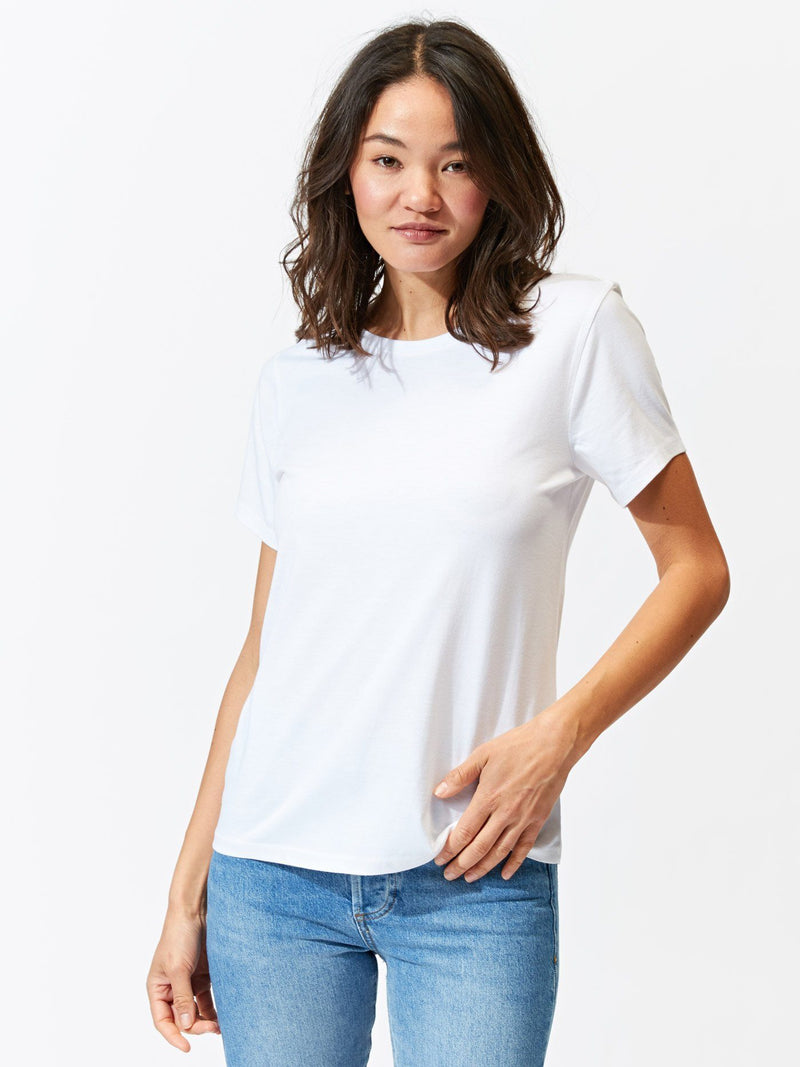 Women’S Invincible Crew Neck Tee in White Threads 4 Thought