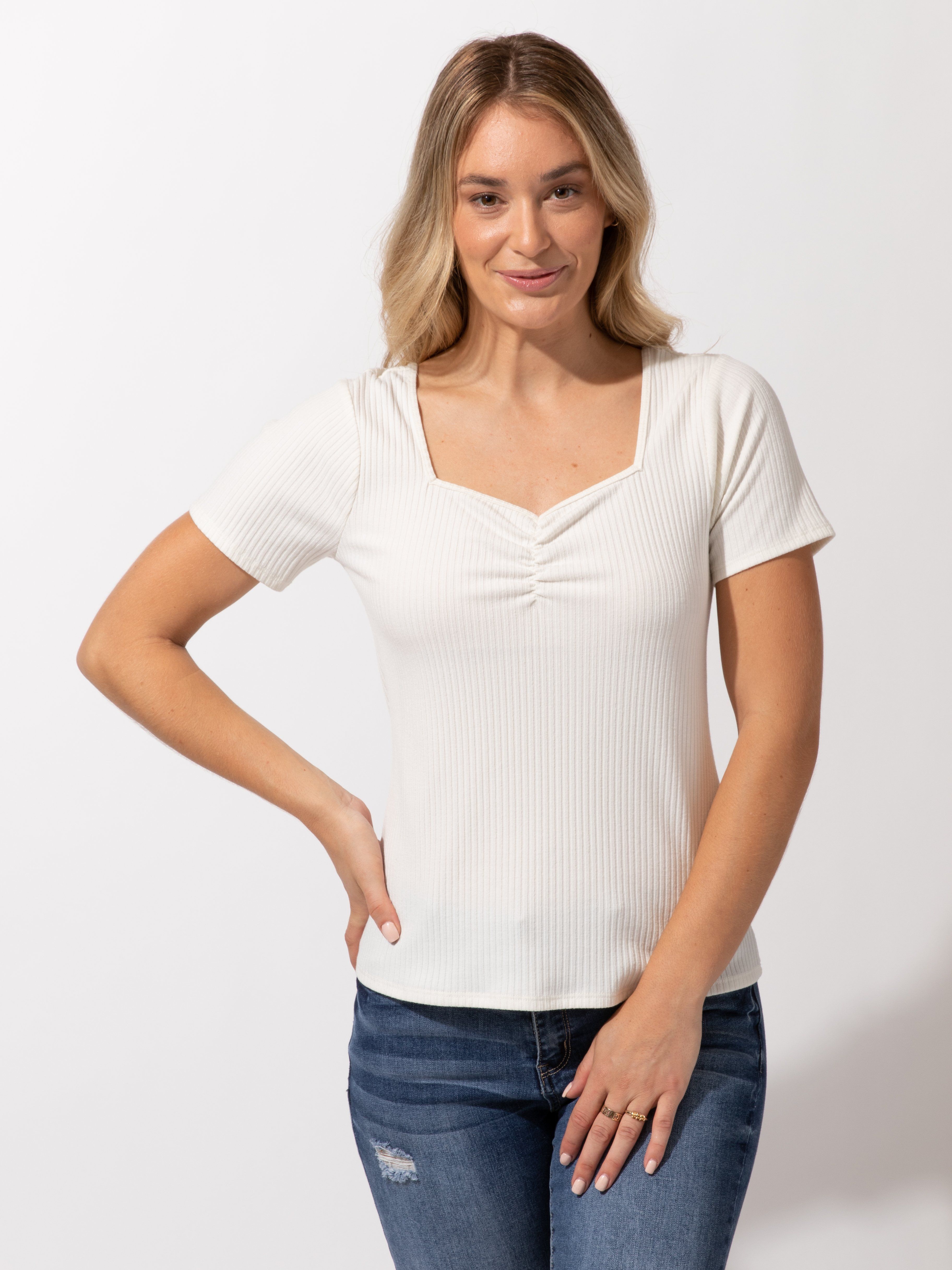 Genevieve Sweetheart Rib Top Womens Tops Threads 4 Thought 