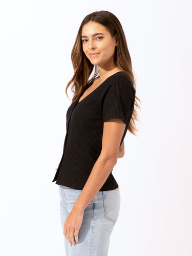 Lauryn Button-Front Crop Tee Womens Tops Short Threads 4 Thought 