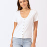 Lauryn Button-Front Crop Tee Womens Tops Short Threads 4 Thought 