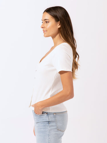 Lauryn Button-Front Crop Tee Womens Tops Short Threads 4 Thought 