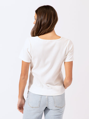 Lauryn Button-Front Crop Tee Womens Tops Short Threads 4 Thought 