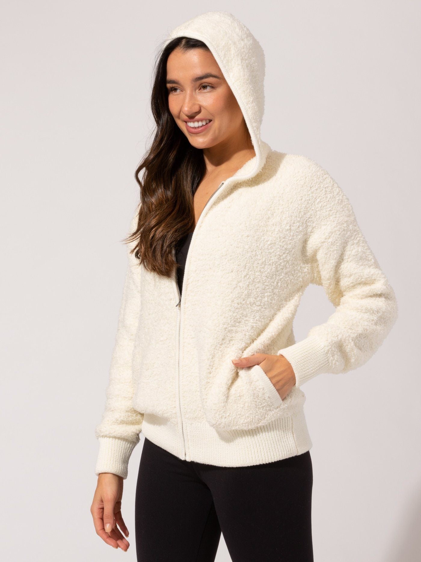 Vivi Boucle Zip Hoodie Womens Outerwear Sweatshirt Threads 4 Thought 