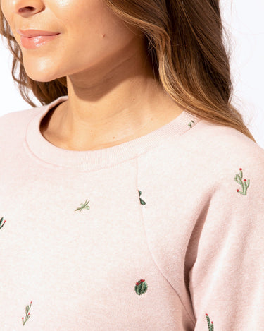 Cacti Embroidery Raglan Pullover Womens Outerwear Sweatshirt Threads 4 Thought 